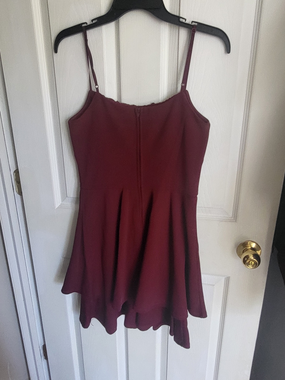 Emerald Sundae Burgundy Spaghetti Strap Skater Dress